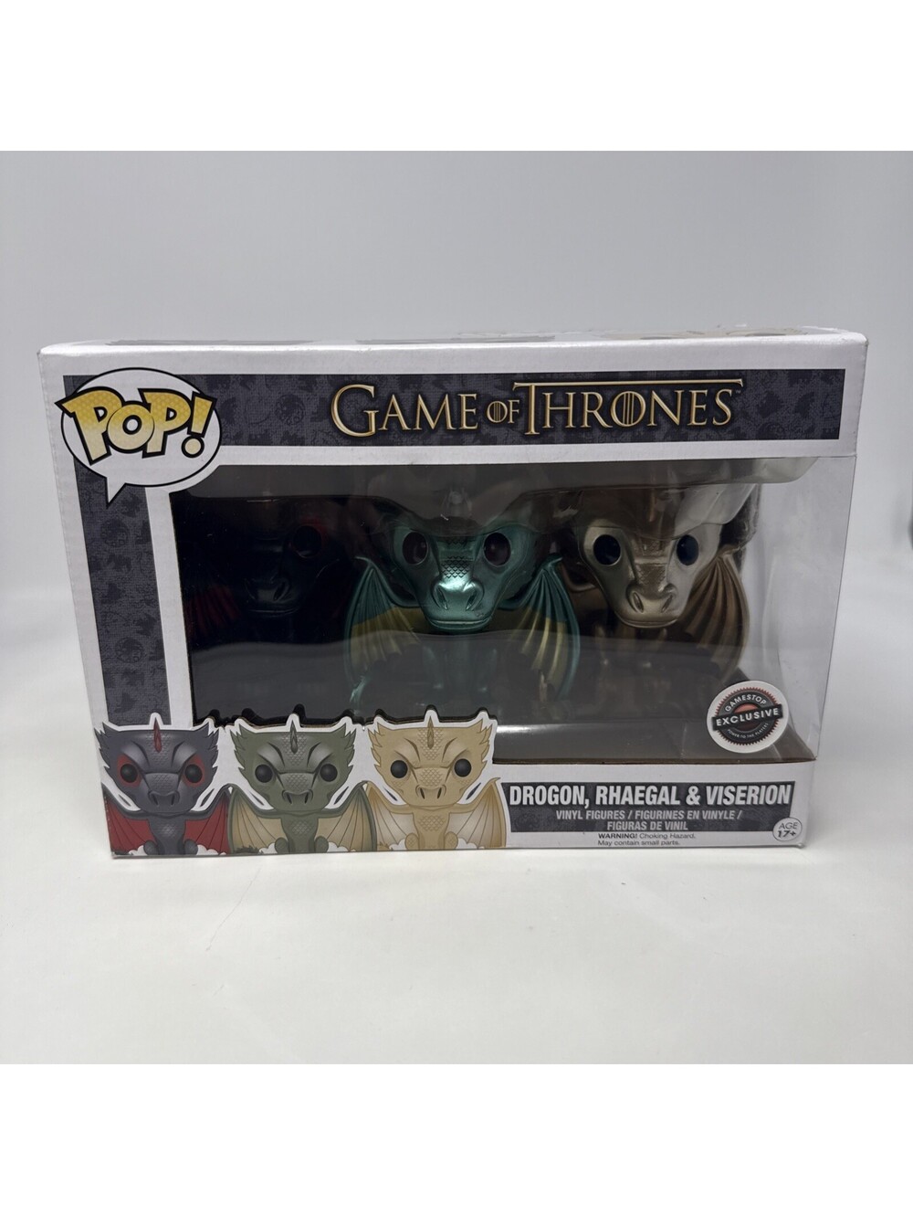 Funko Pop Game of Thrones Drogon Rhaegal Viserion 3 Pack GameStop Metallic